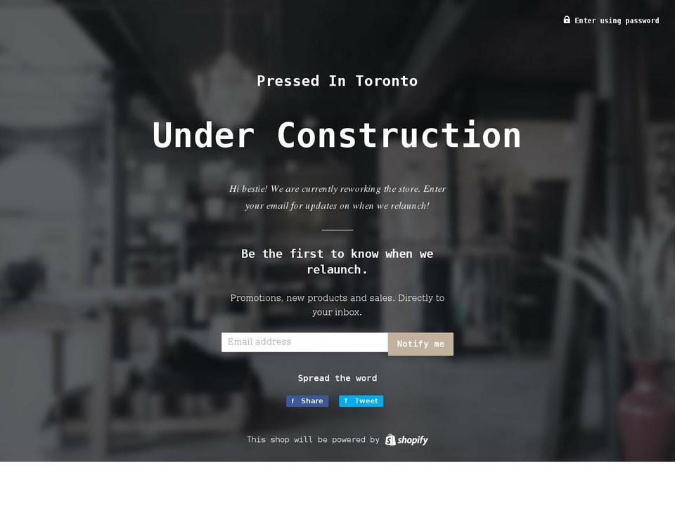 pressedintoronto.com shopify website screenshot