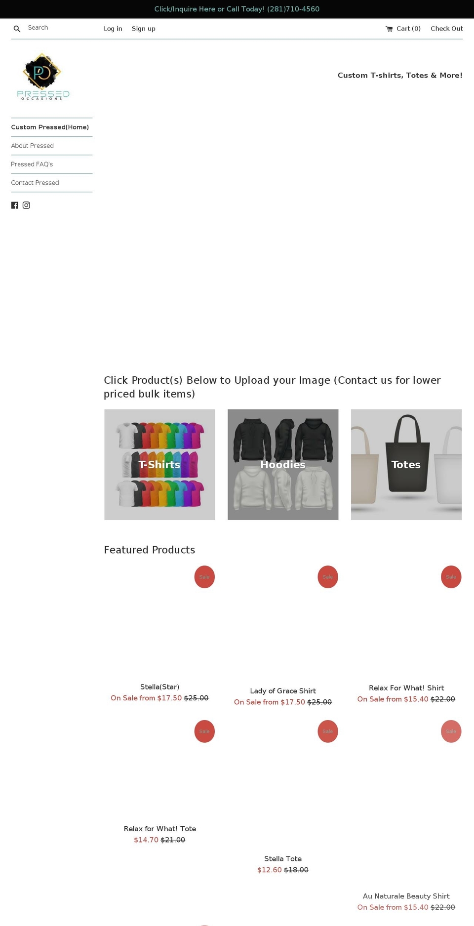 pressedoccasions.com — Shopify storefront screenshot