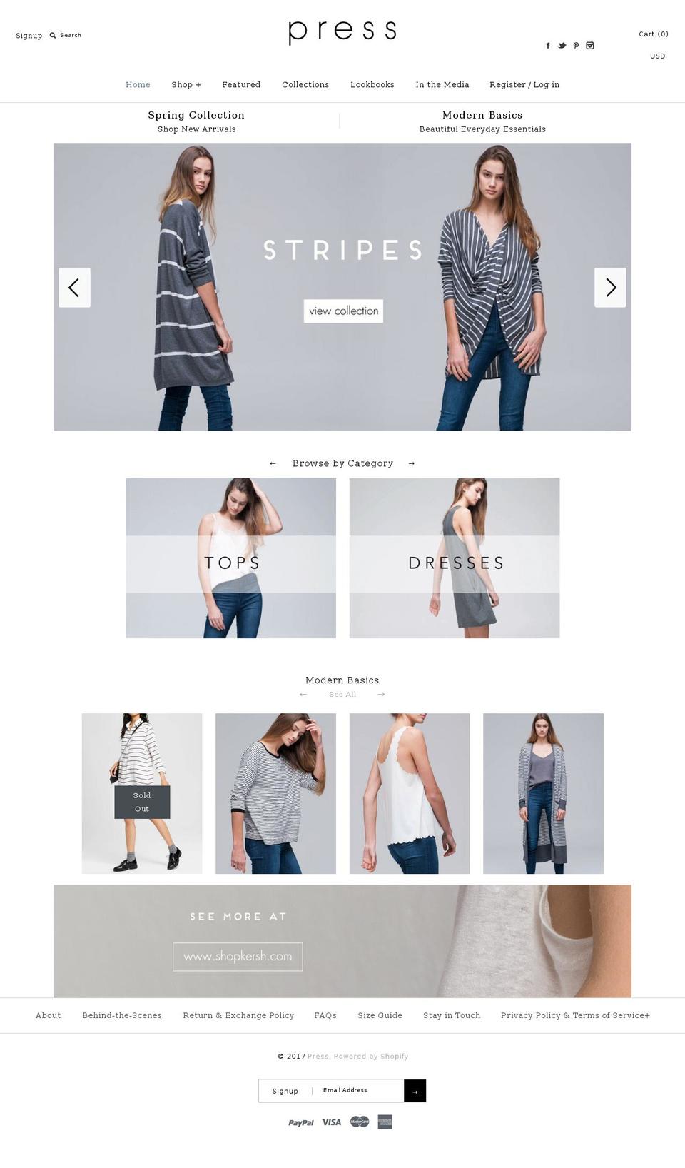 pressfashions.com shopify website screenshot