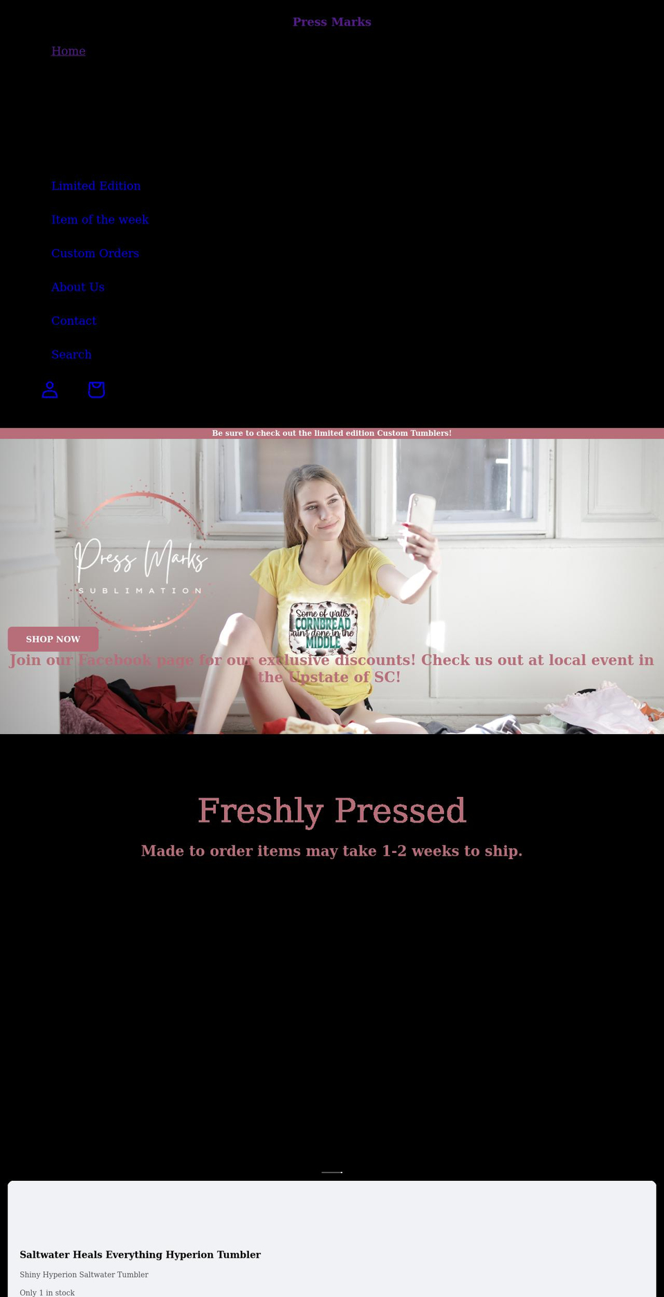 pressmarks.com shopify website screenshot