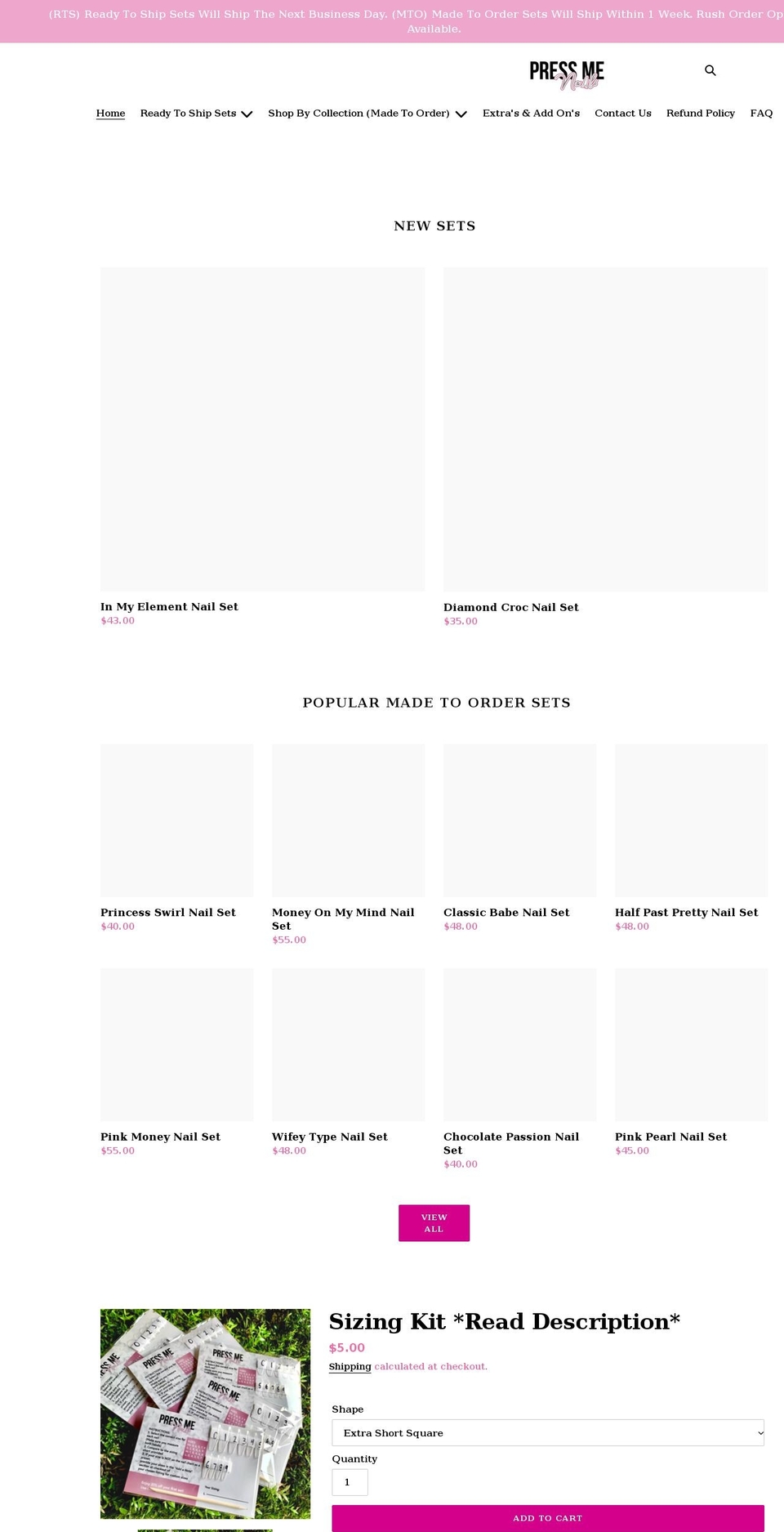 pressmenailss.com shopify website screenshot