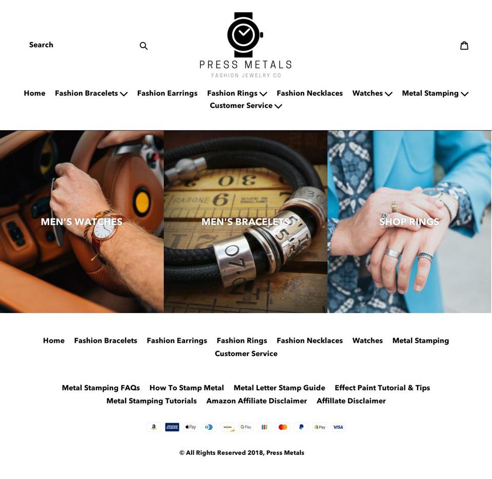 pressmetals.com — Shopify storefront screenshot