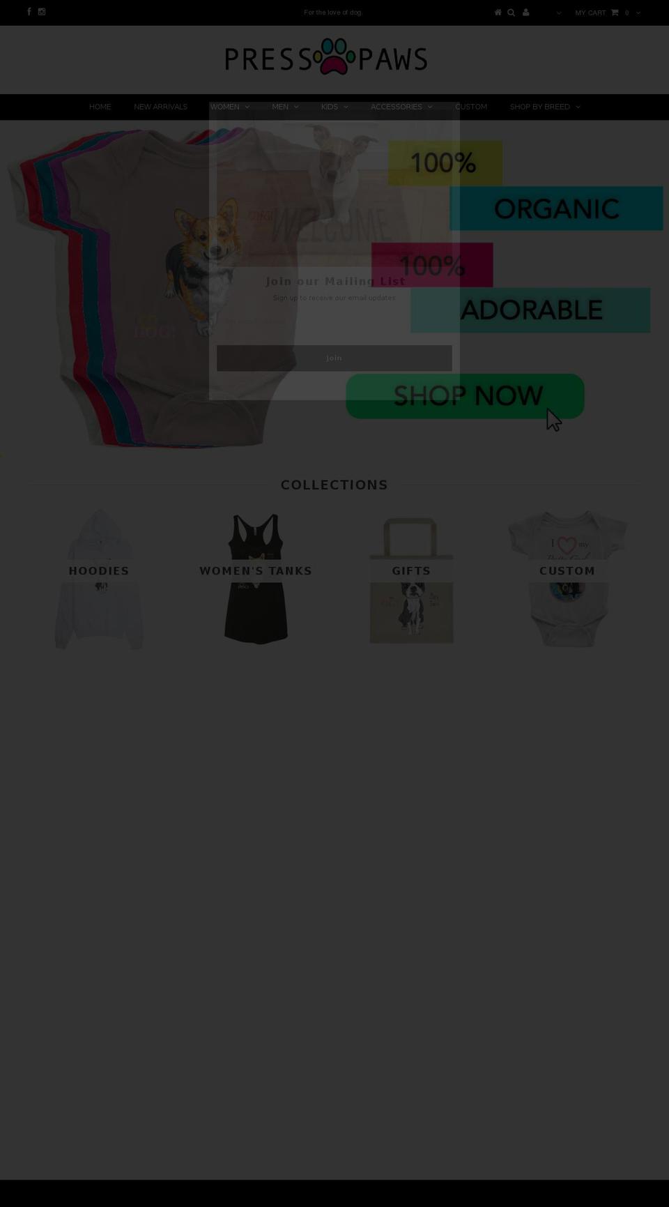presspawz.com shopify website screenshot
