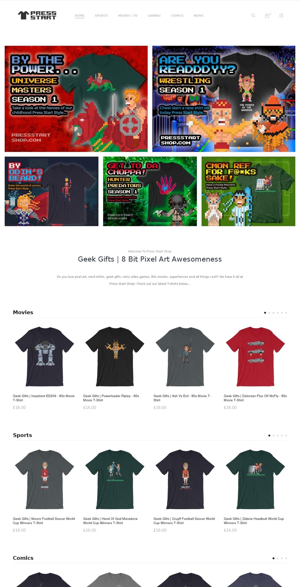 pressstartshop.com — Shopify storefront screenshot