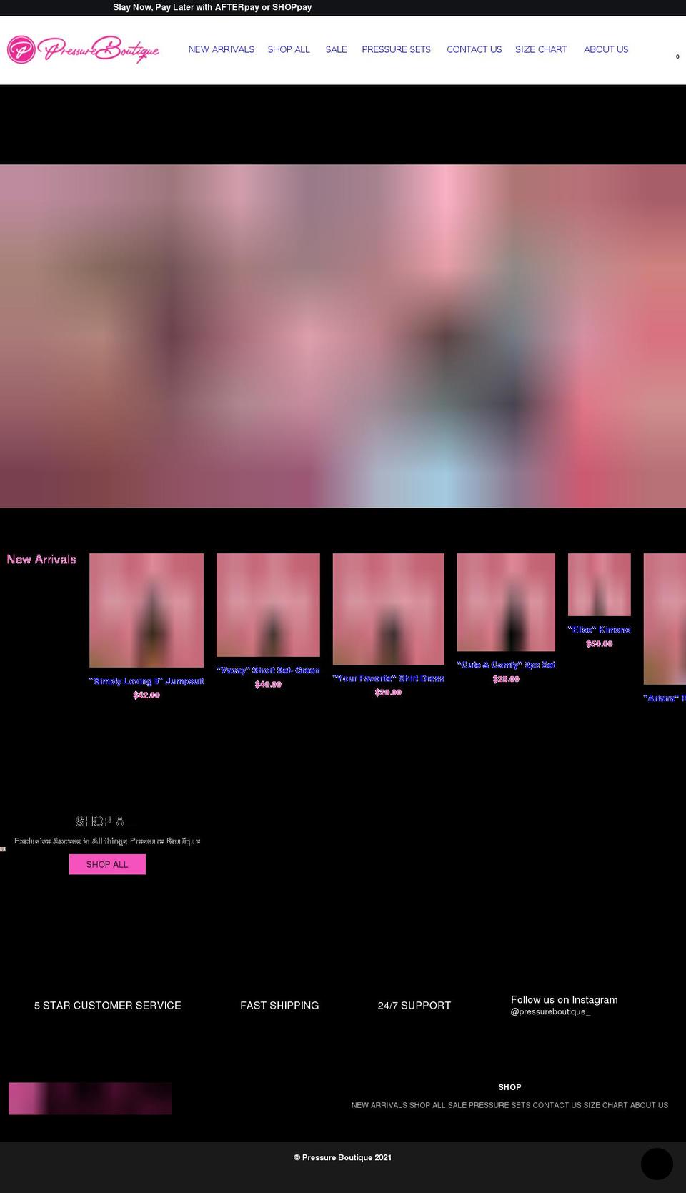 pressureboutiques.com shopify website screenshot