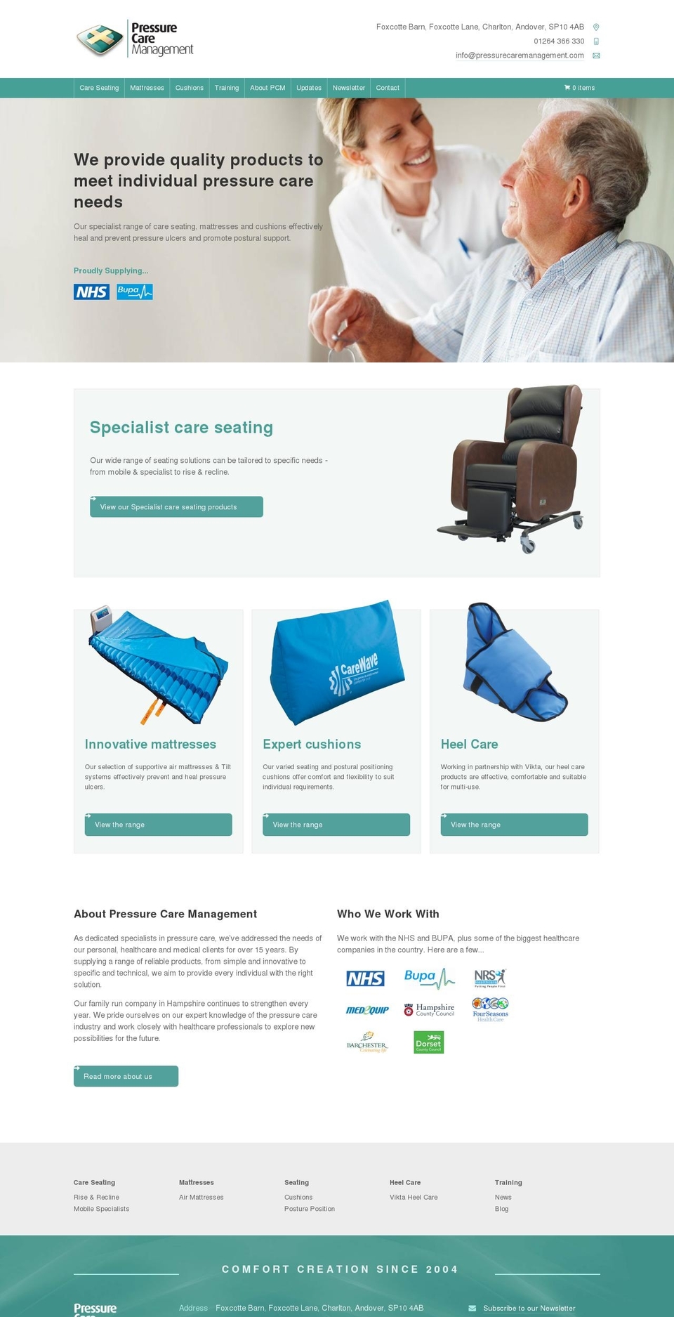 pressurecaremanagement.co.uk shopify website screenshot