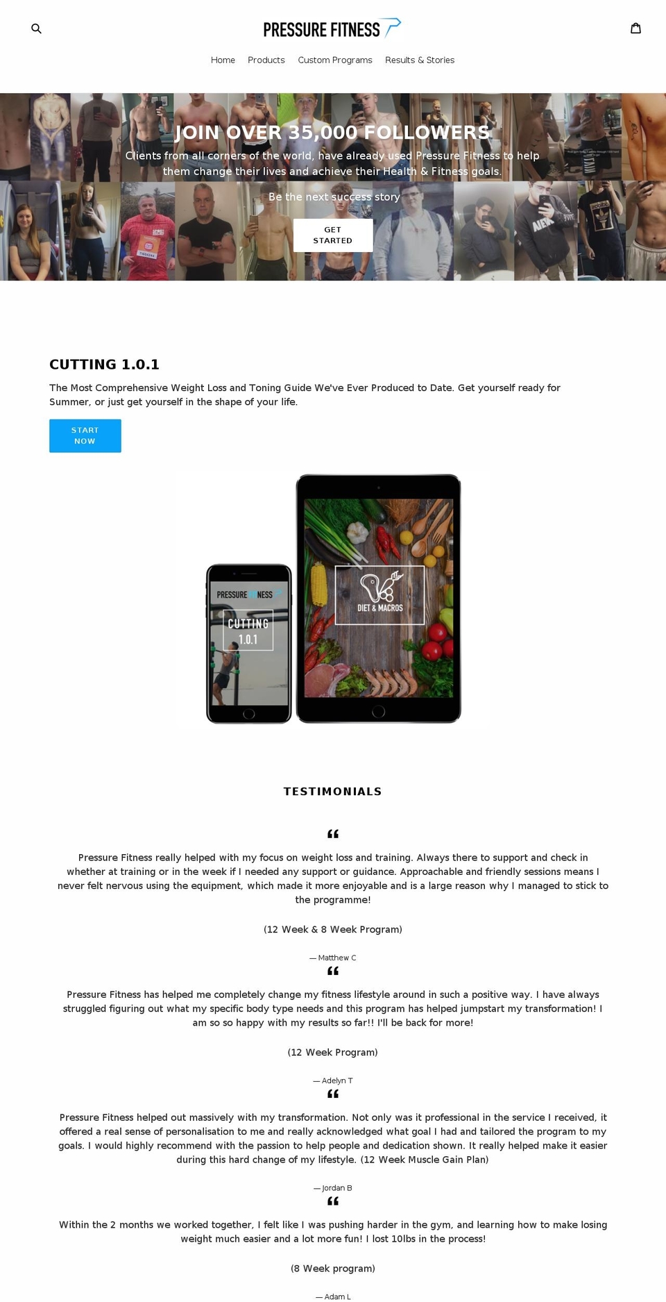 pressurefitnessco.com — Shopify storefront screenshot