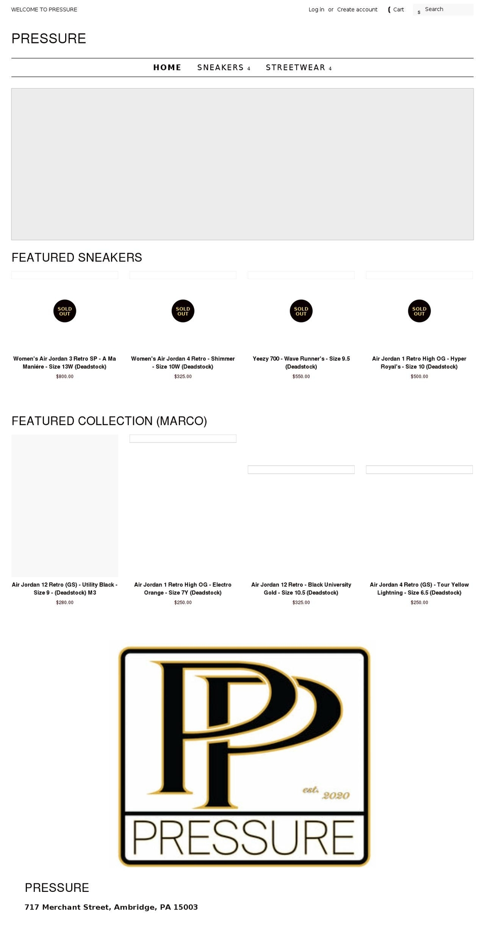 pressurepgh.com shopify website screenshot