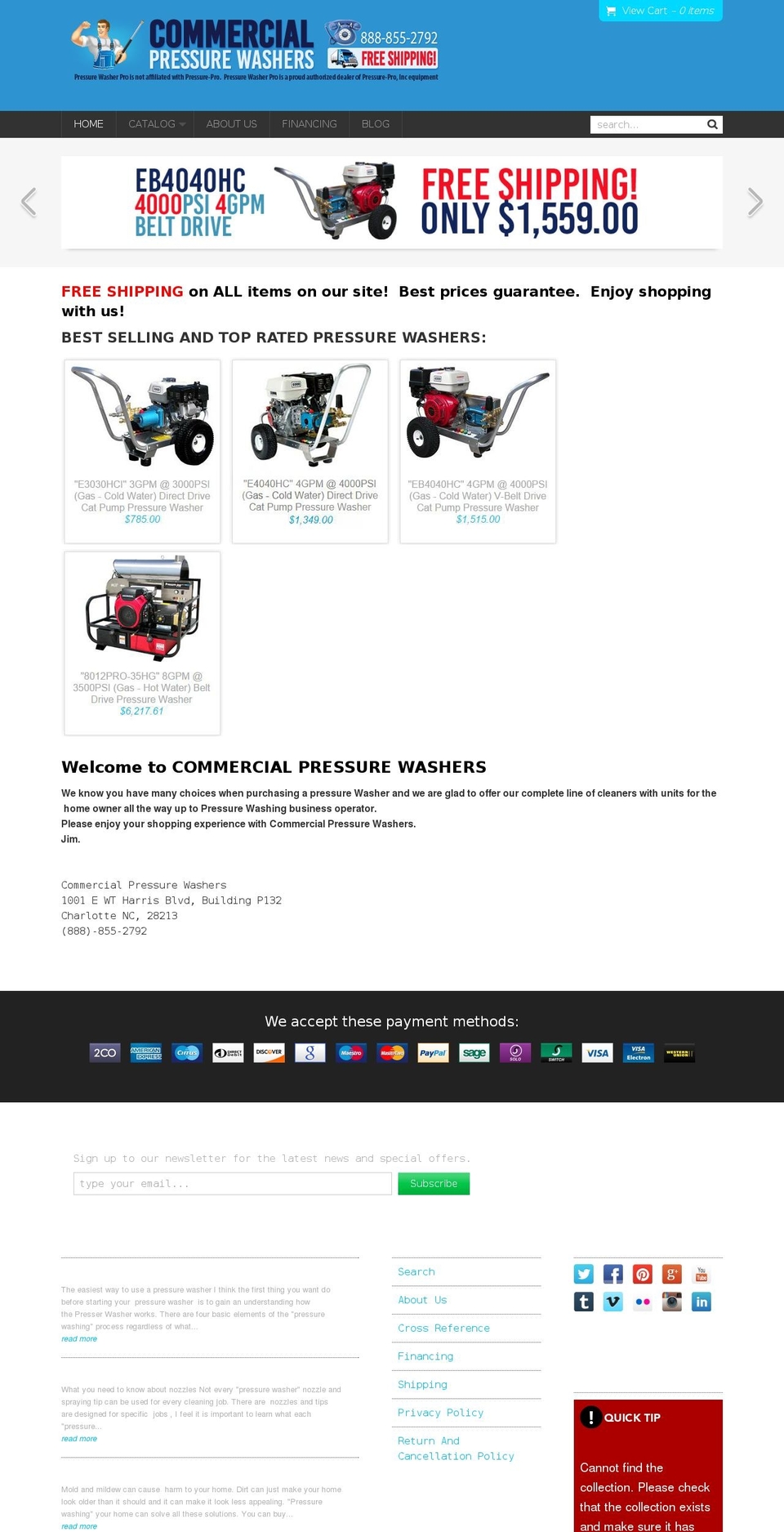pressurewasherpro.com shopify website screenshot