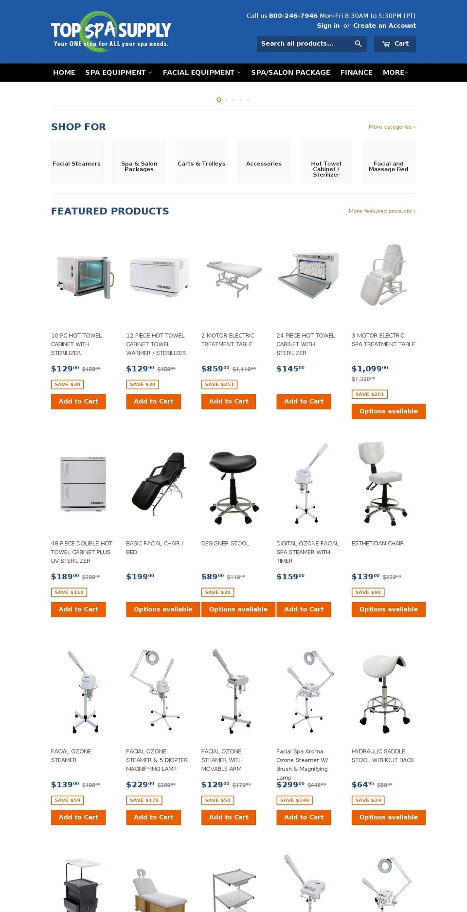 prestiegespaequipmentandsupply.com shopify website screenshot