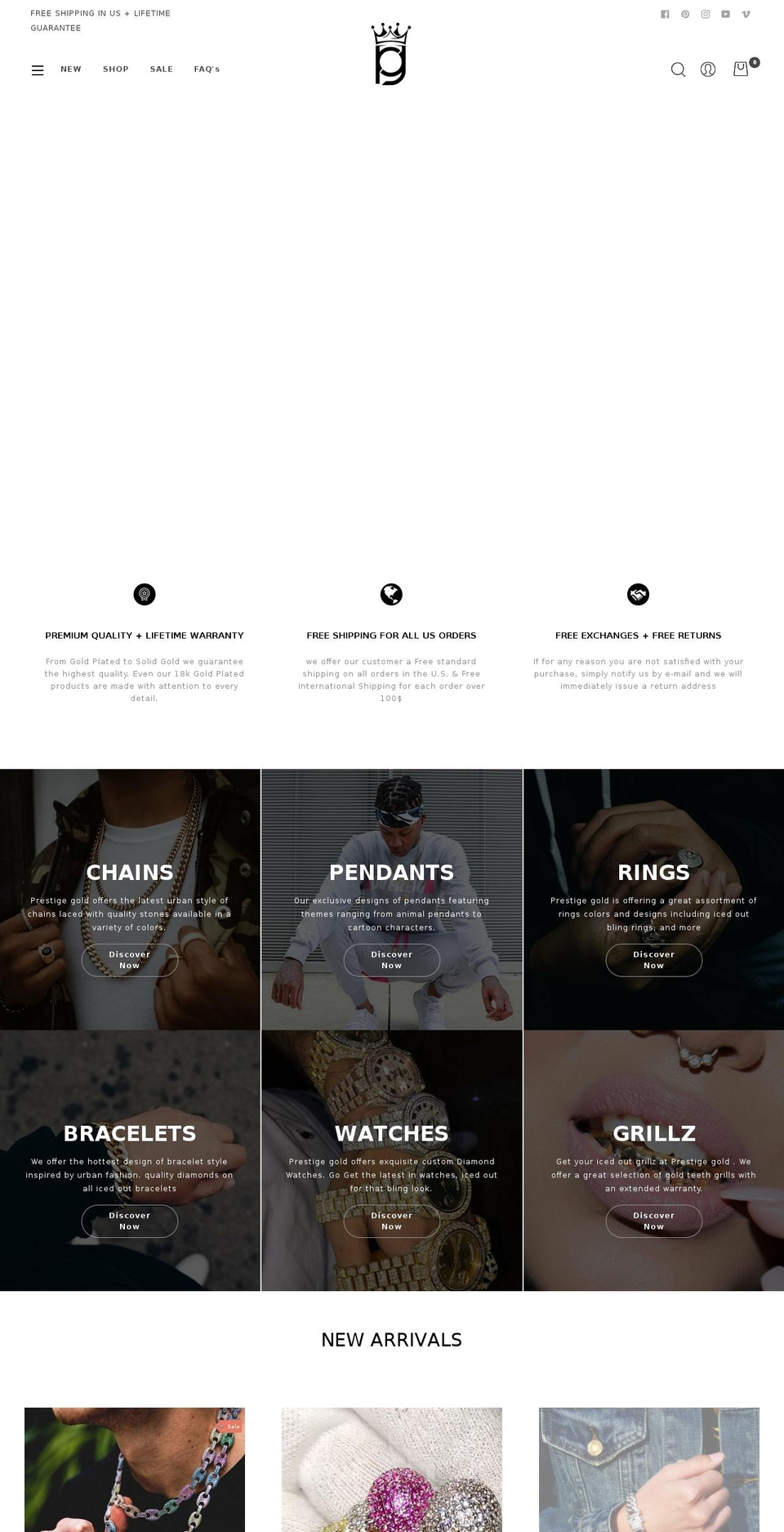 prestige-gold.com — Shopify storefront screenshot
