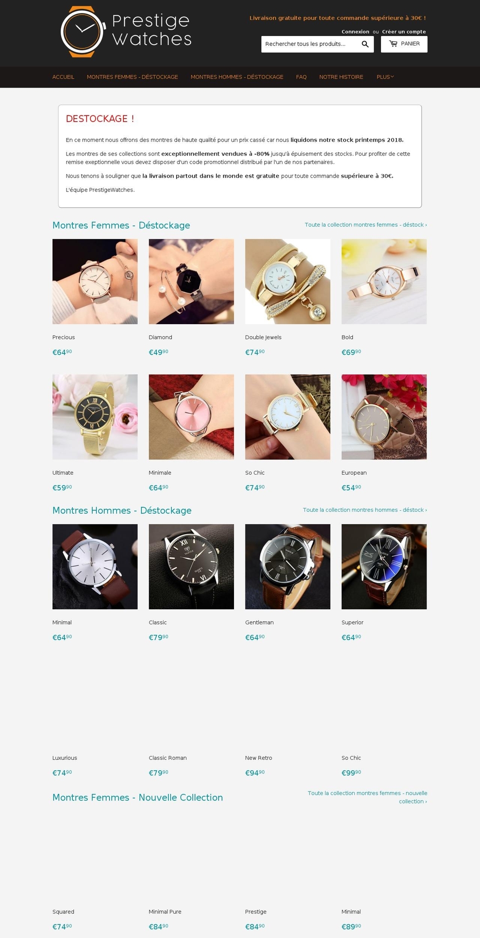 prestige-watches.com — Shopify storefront screenshot