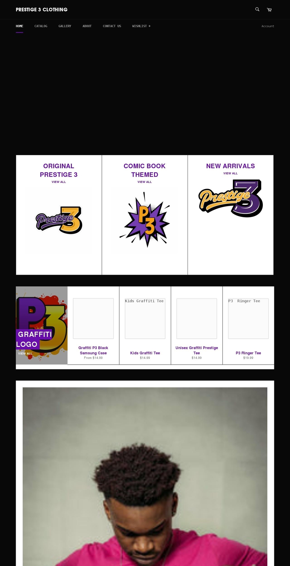 prestige3clothing.com shopify website screenshot