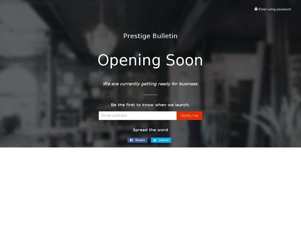 prestigebulletin.com — Shopify storefront screenshot