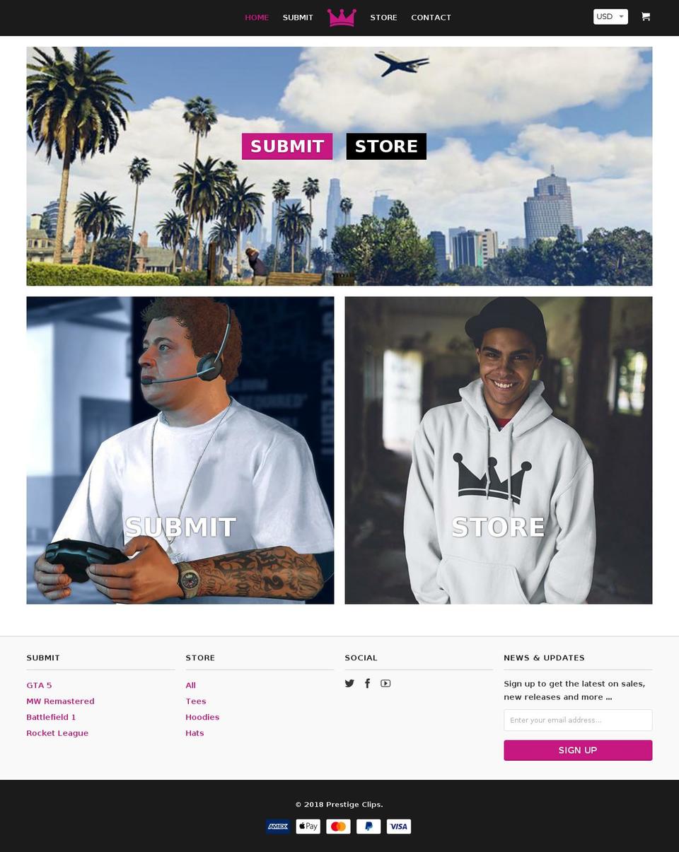 prestigeclips.com shopify website screenshot