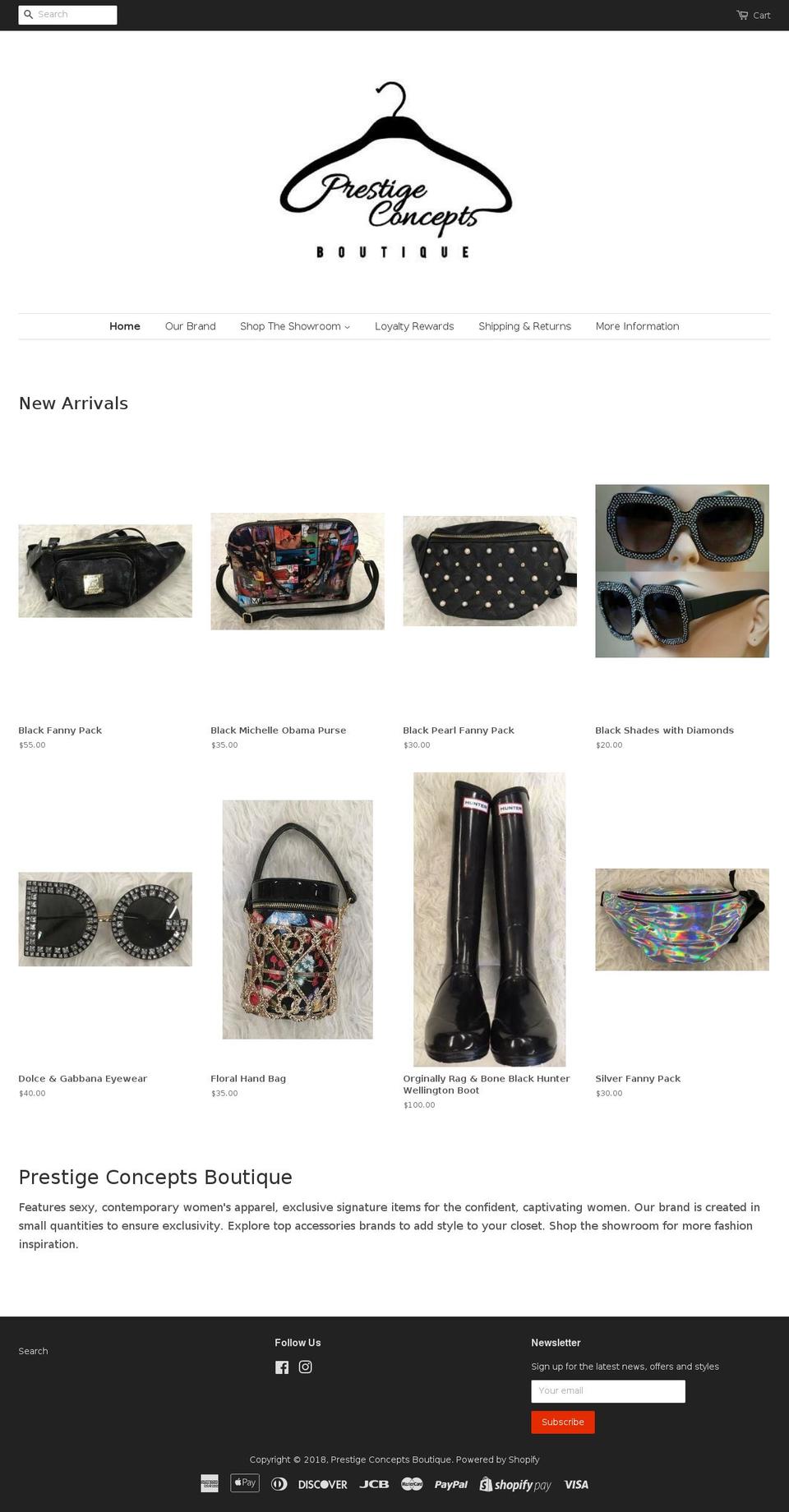 prestigeconceptsboutique.com shopify website screenshot