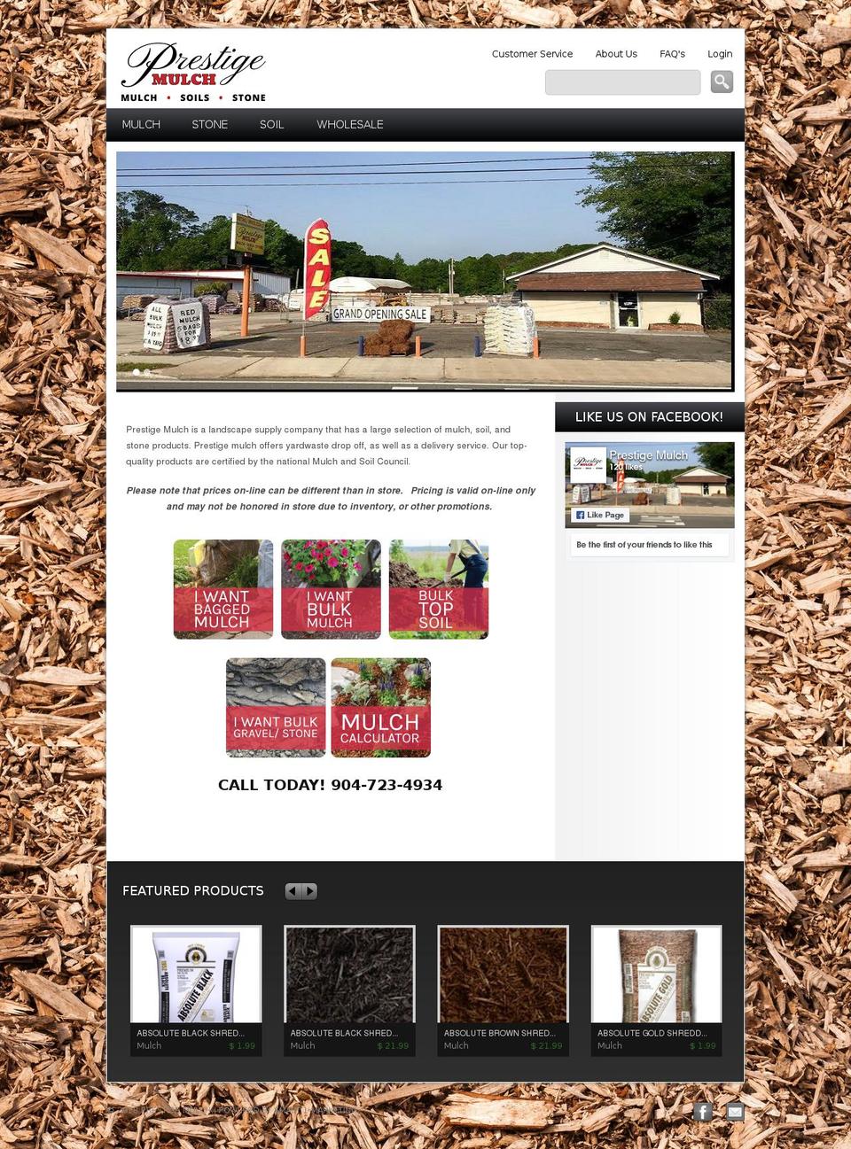 prestigemulch.com — Shopify storefront screenshot
