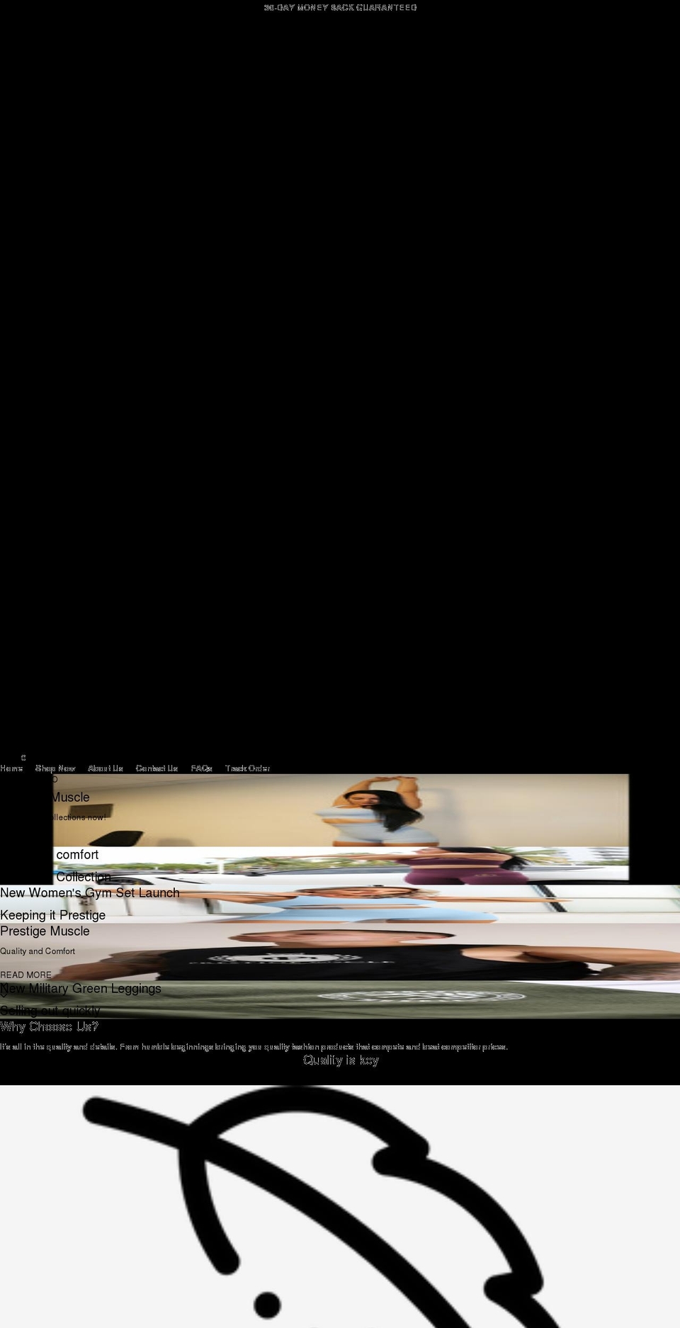 prestigemuscle.com shopify website screenshot