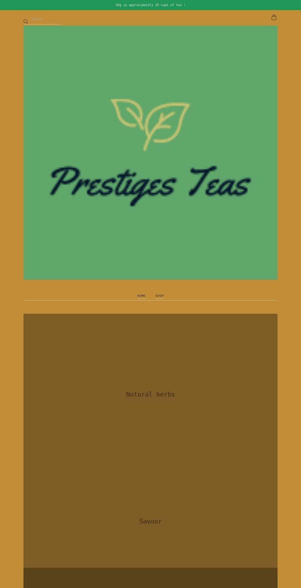 prestigesteas.com shopify website screenshot