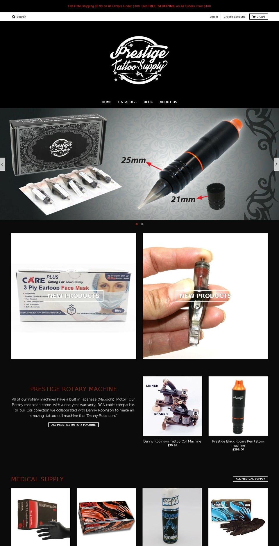 prestigetattoosupply.com — Shopify storefront screenshot