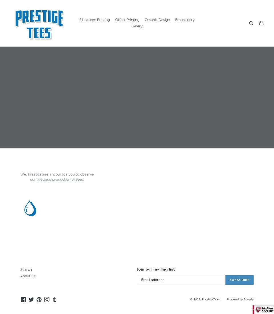 prestigetees.com shopify website screenshot
