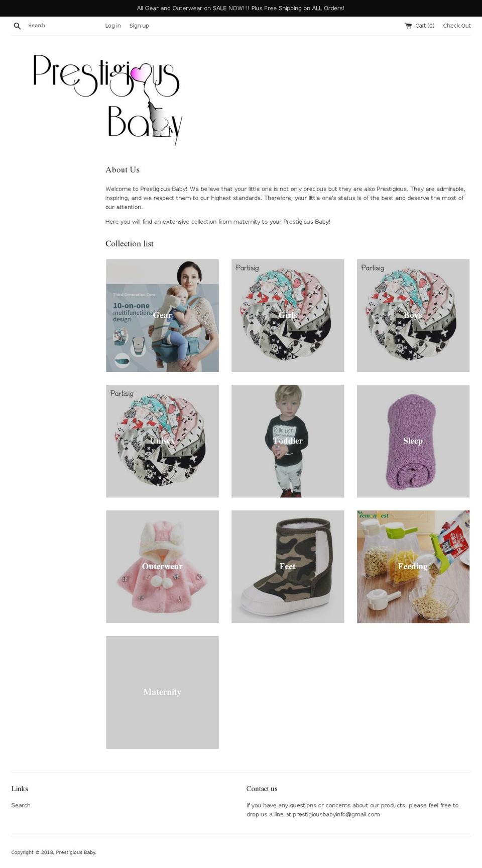 prestigiousbaby.com — Shopify storefront screenshot
