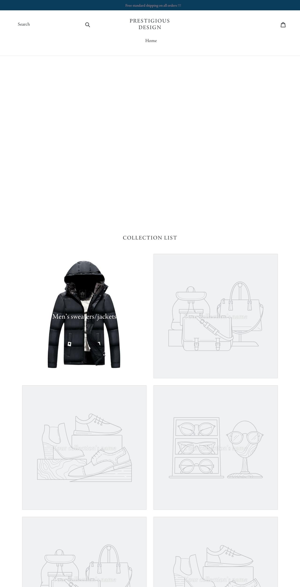 prestigiousco.com — Shopify storefront screenshot