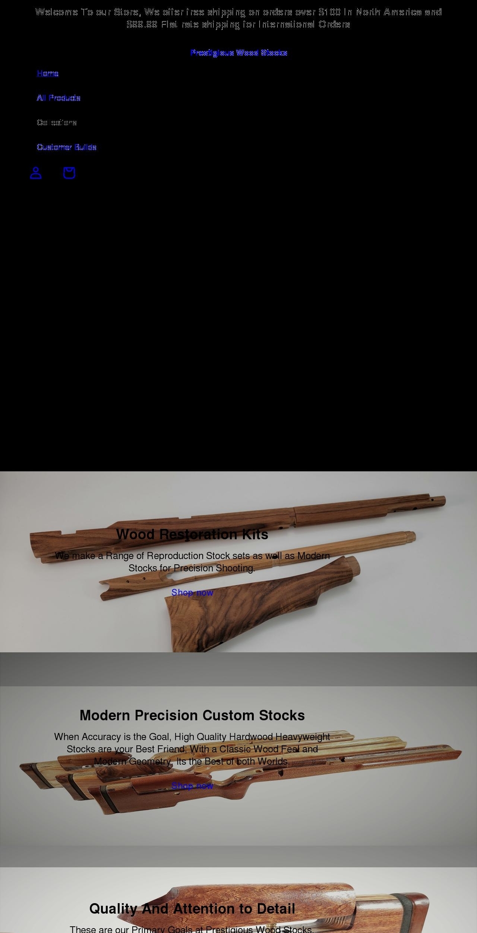 prestigiouswoodstocks.com shopify website screenshot