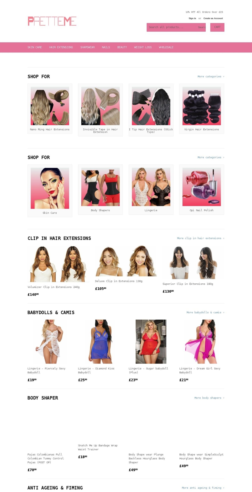 prettieme.com shopify website screenshot