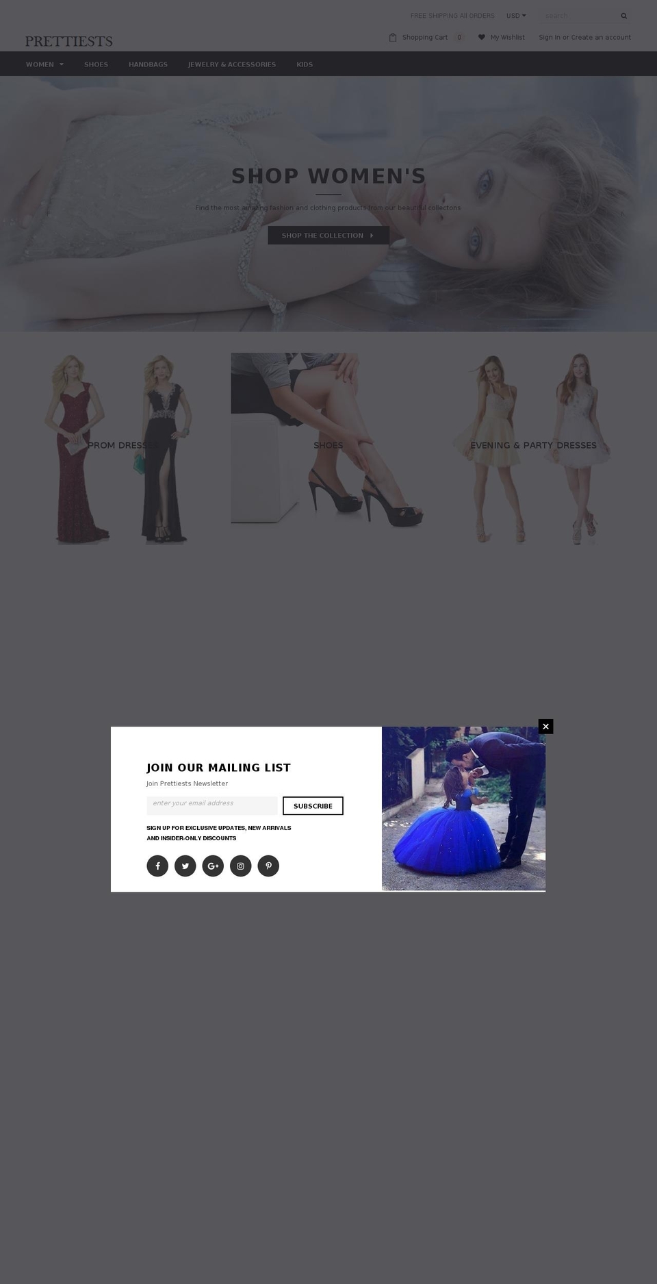 prettiests.com — Shopify storefront screenshot