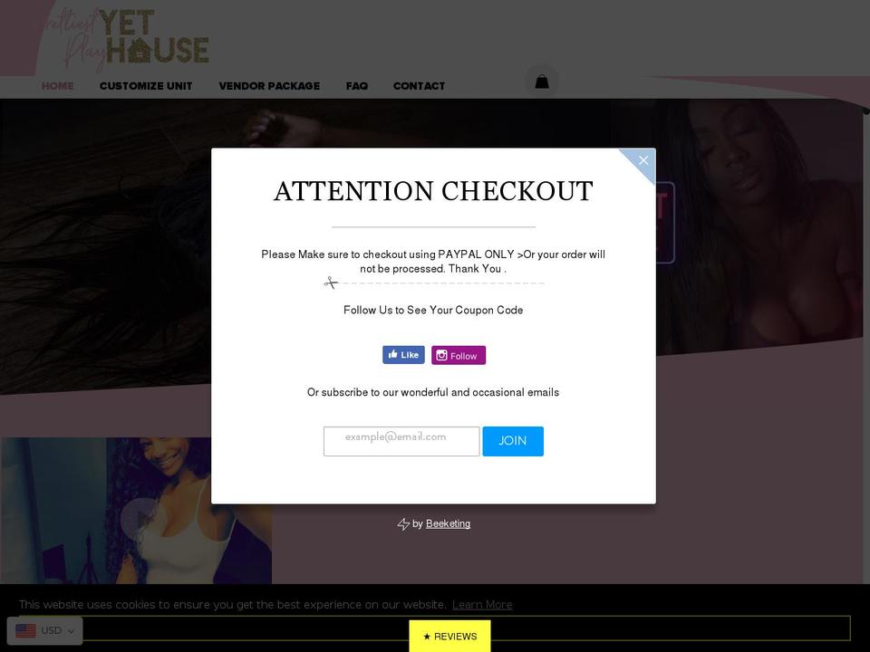 prettiestyetplayhouse.com — Shopify storefront screenshot