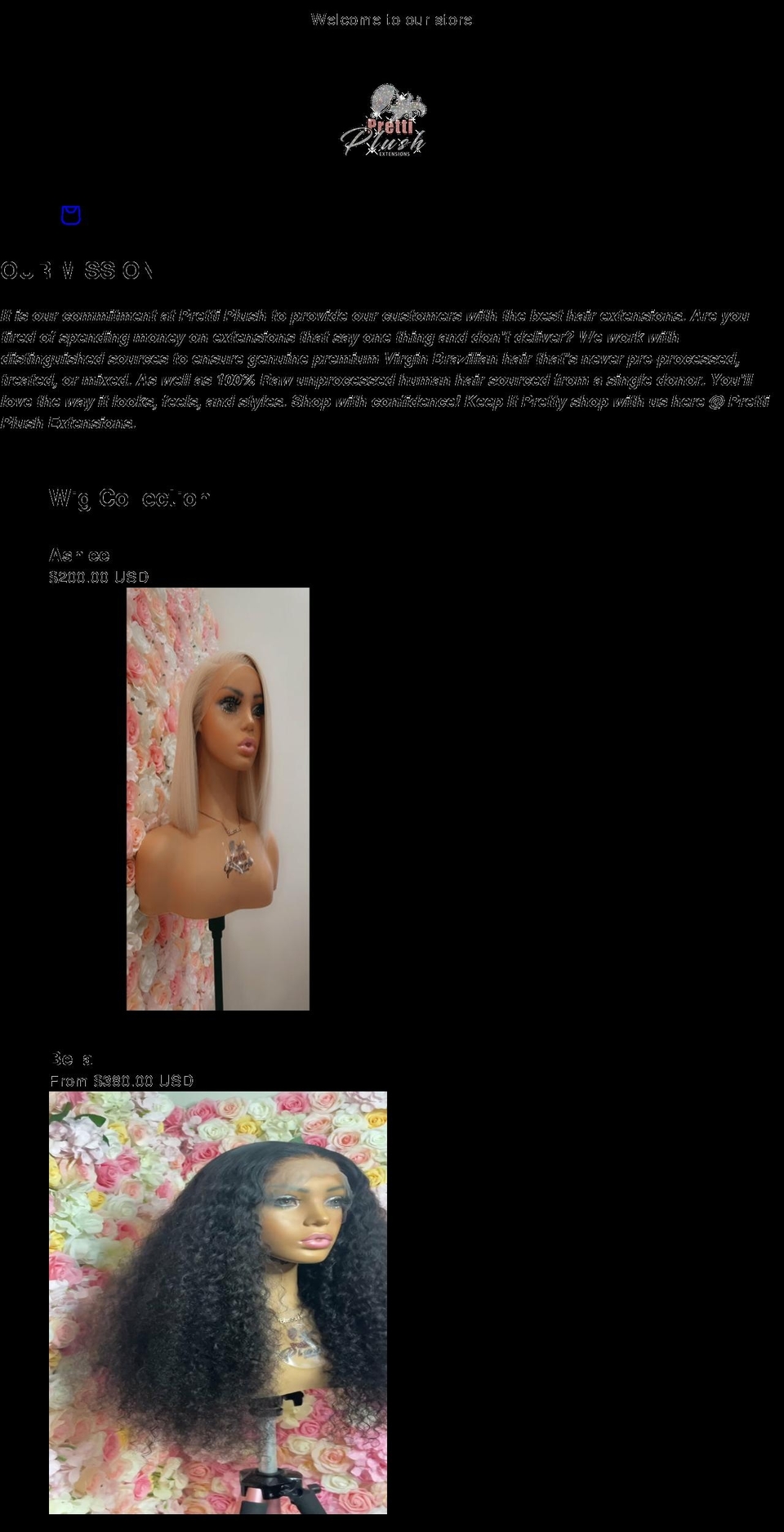 prettiplushext.com shopify website screenshot