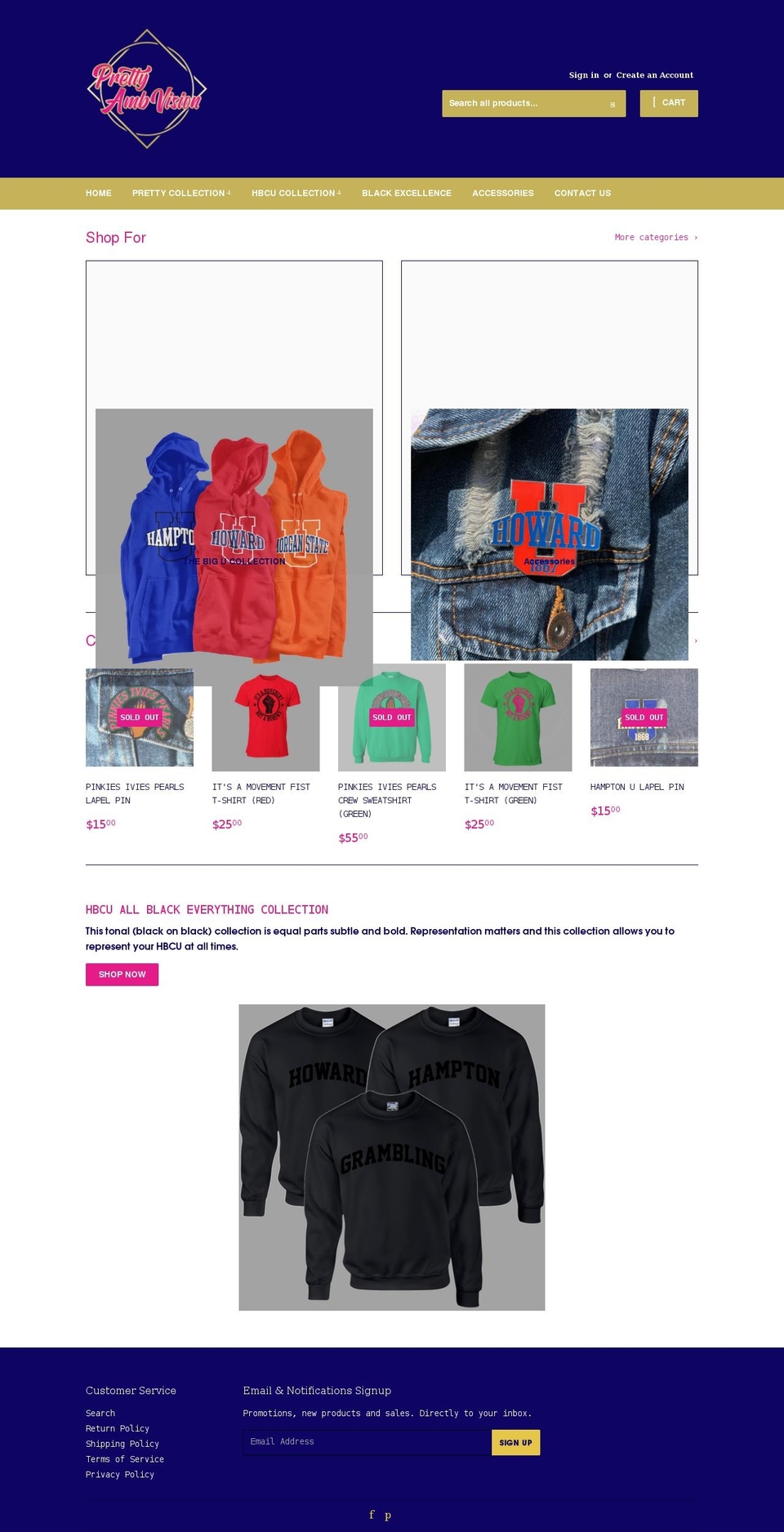 prettyambvision.com shopify website screenshot