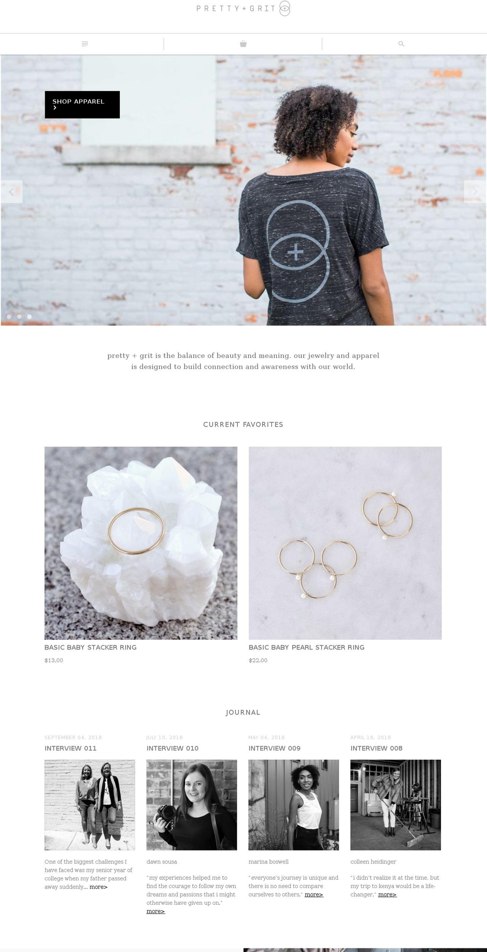 prettyandgrit.com shopify website screenshot