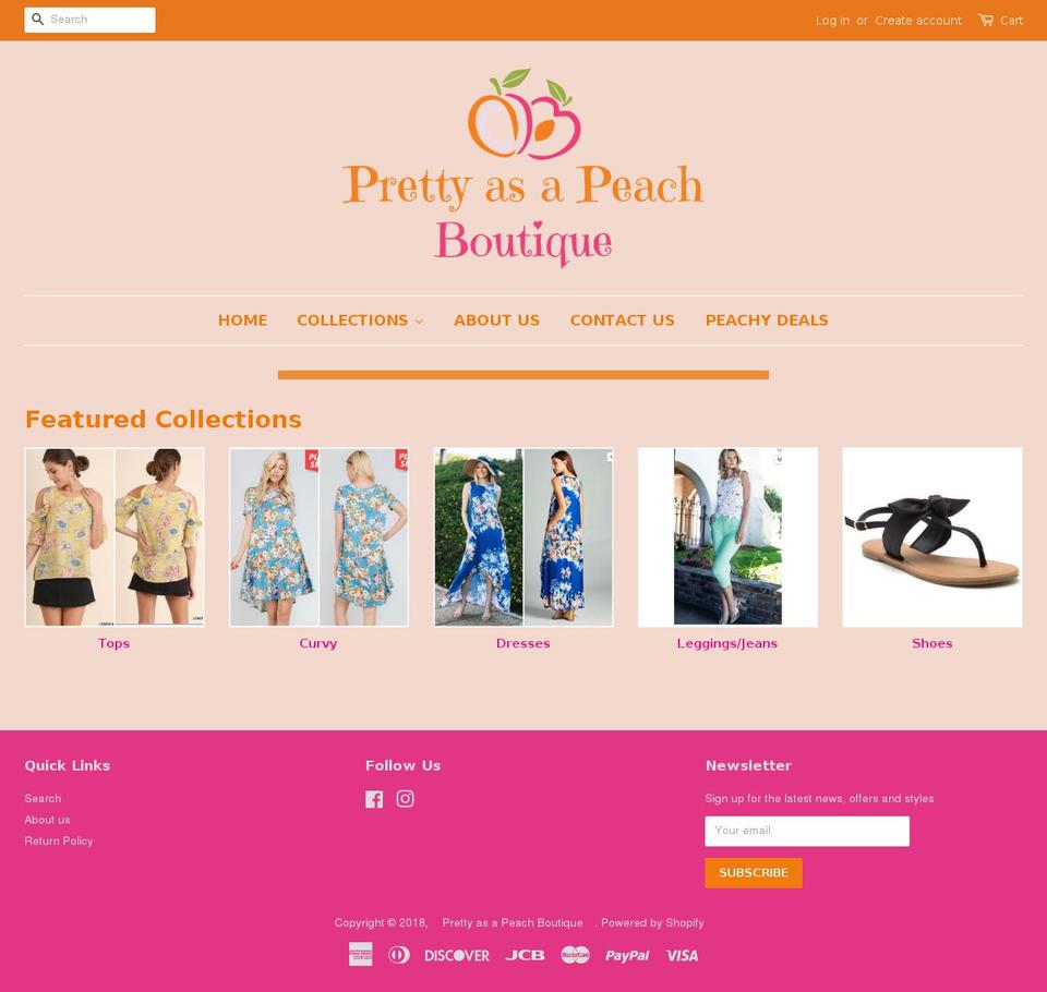 prettyasapeachboutique.com shopify website screenshot
