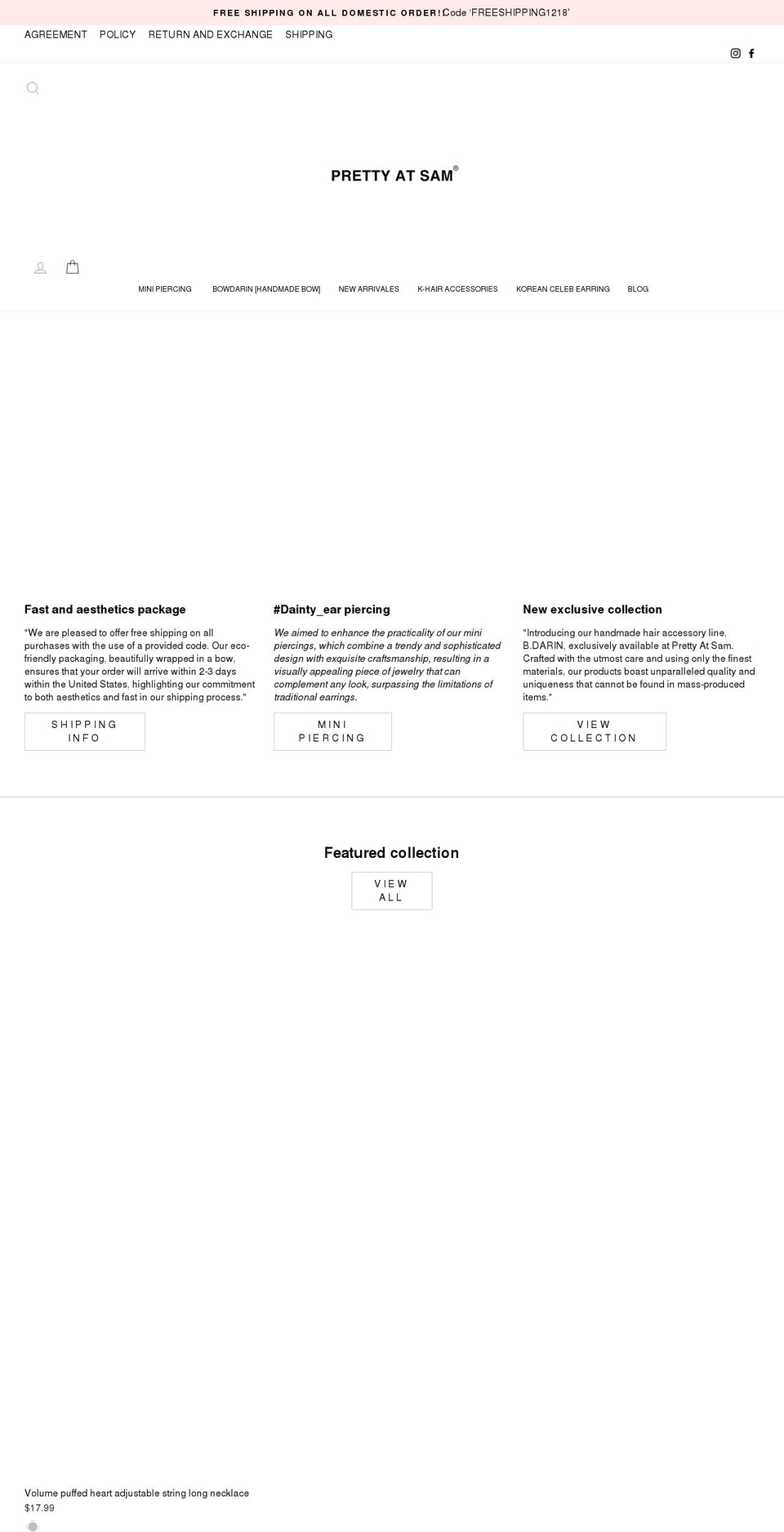 prettyatsam.com shopify website screenshot