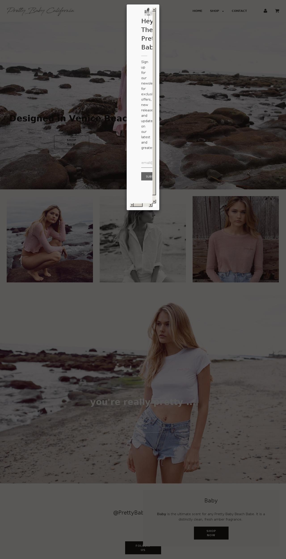 prettybabycalifornia.com shopify website screenshot