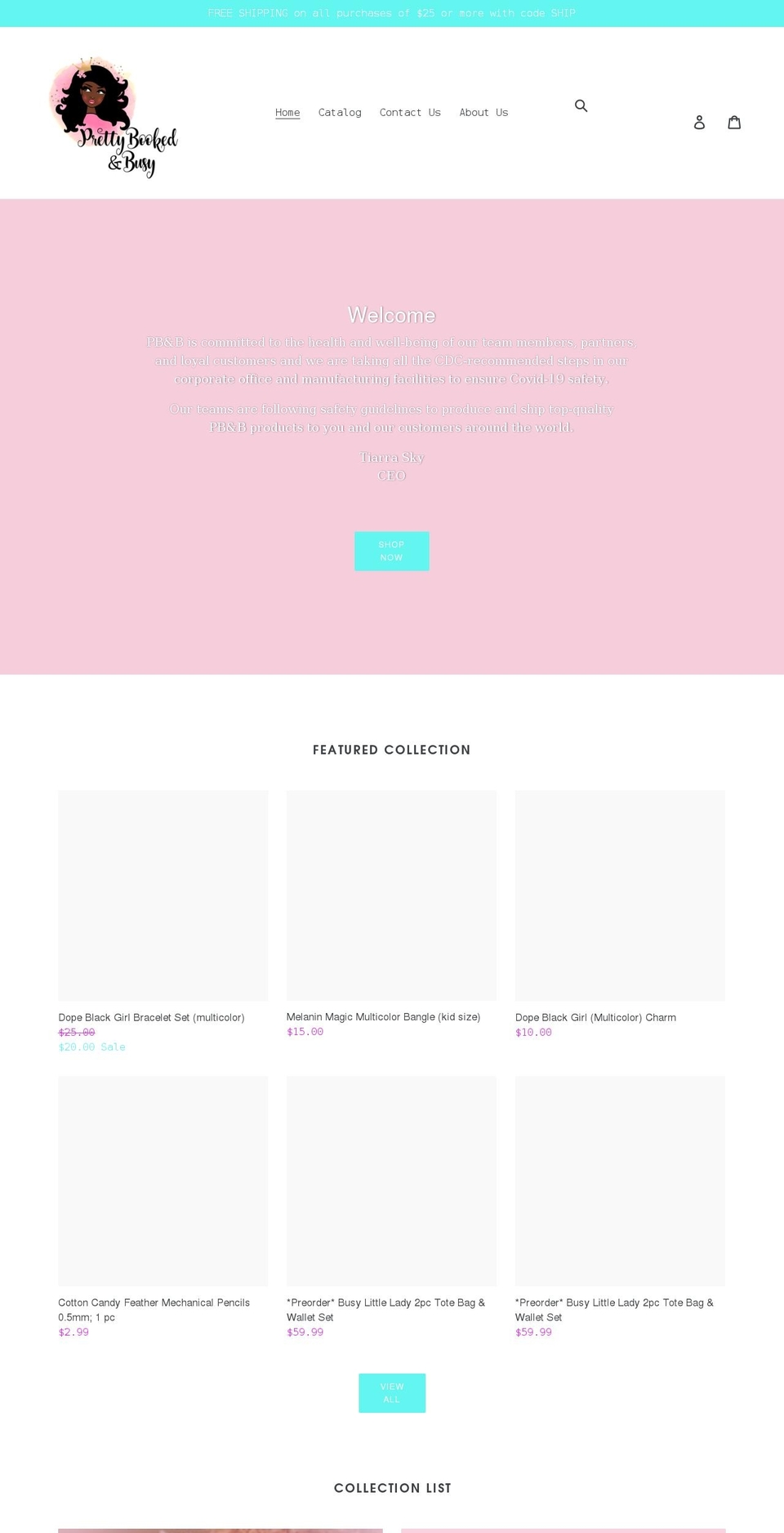 prettybookedandbusy.com shopify website screenshot