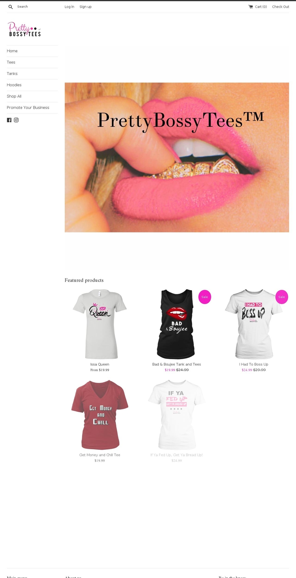 prettybossytees.com shopify website screenshot