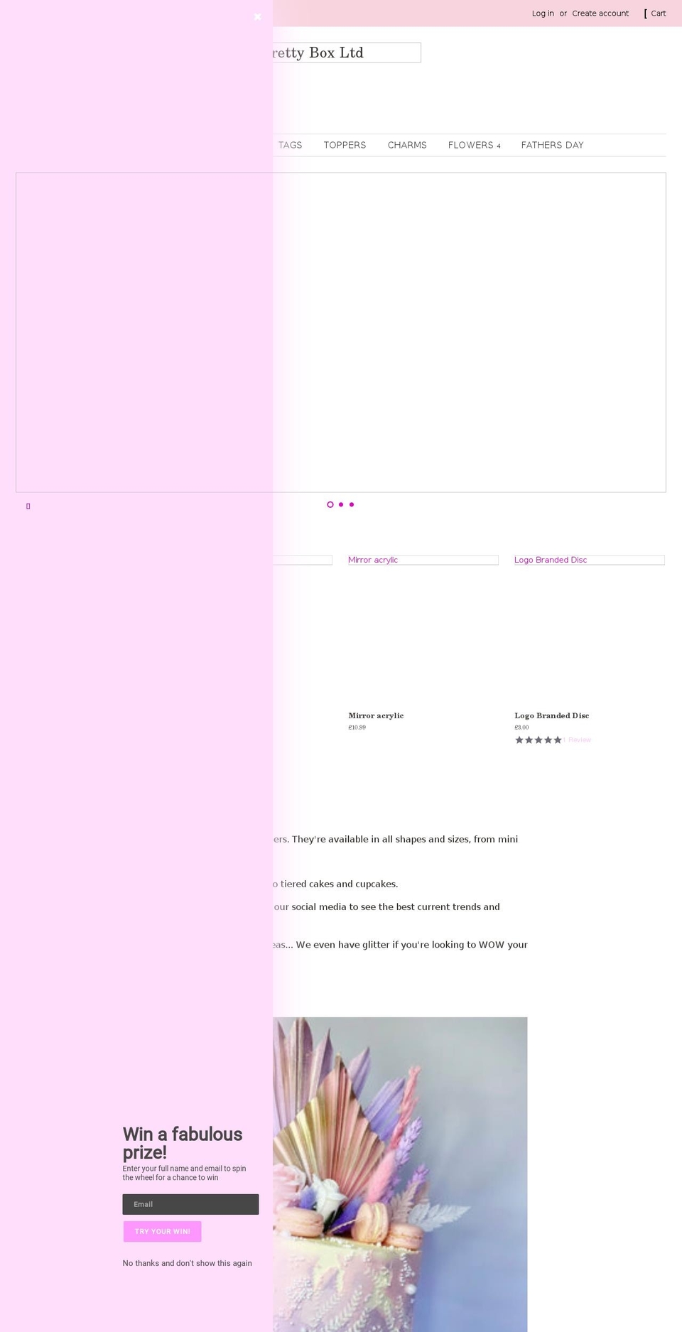 prettybox.co.uk shopify website screenshot