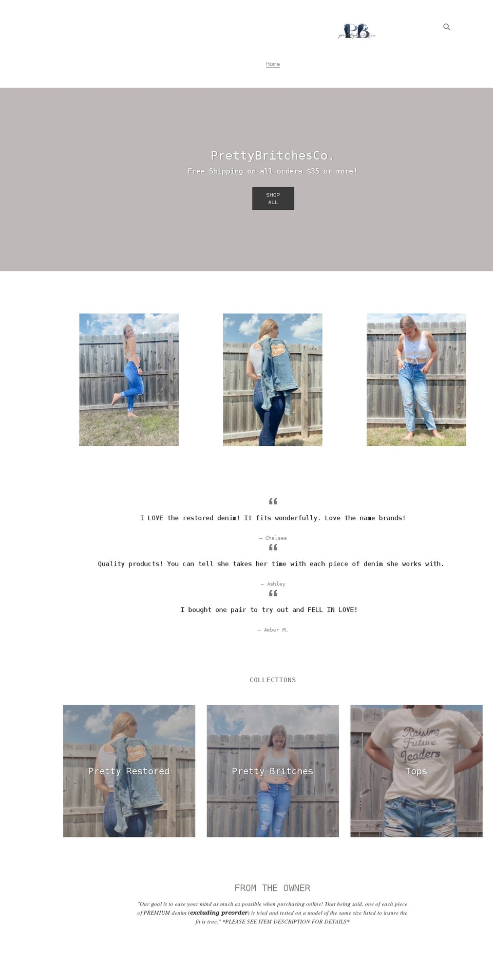 prettybritchesco.com shopify website screenshot