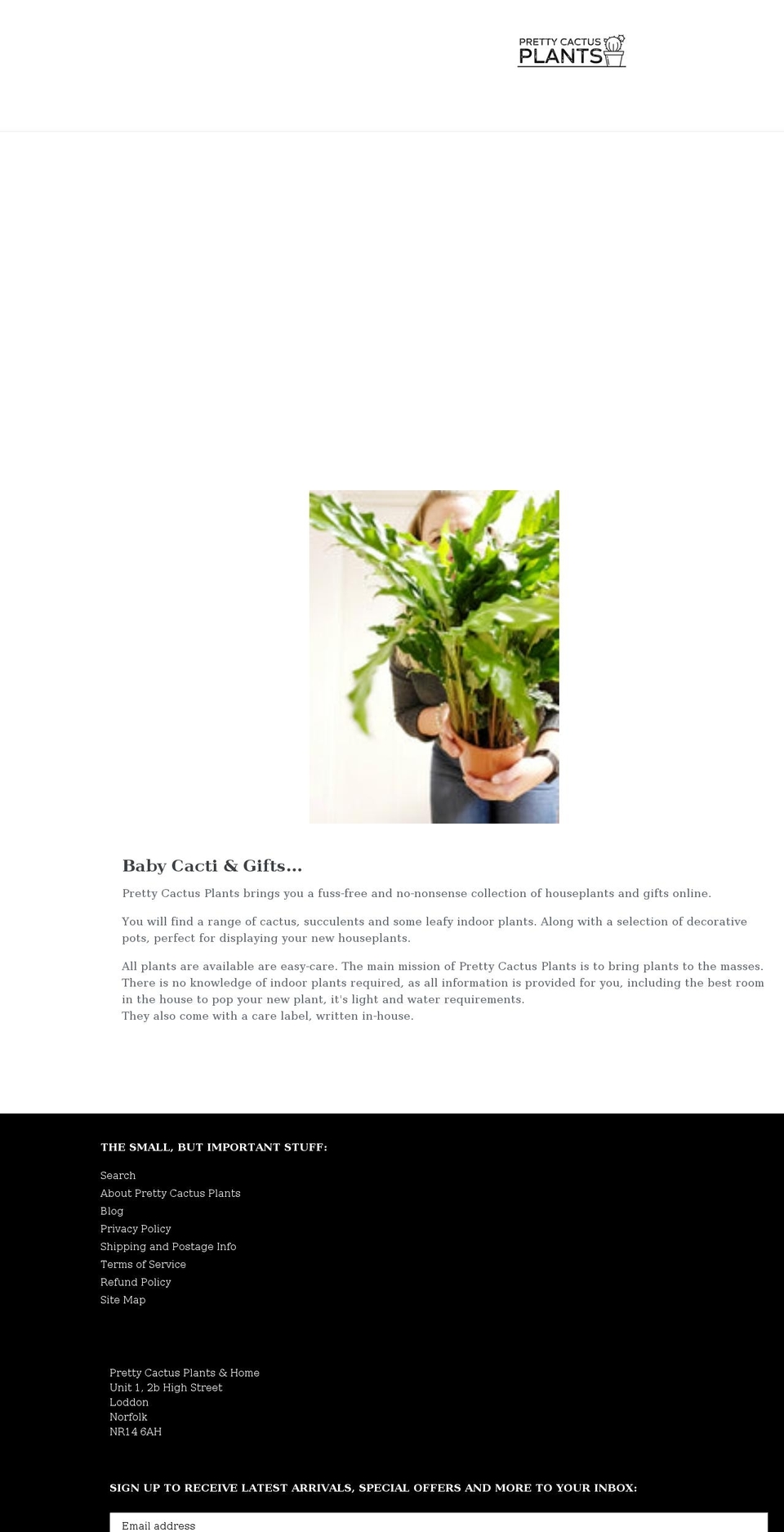 prettycactus.co.uk shopify website screenshot