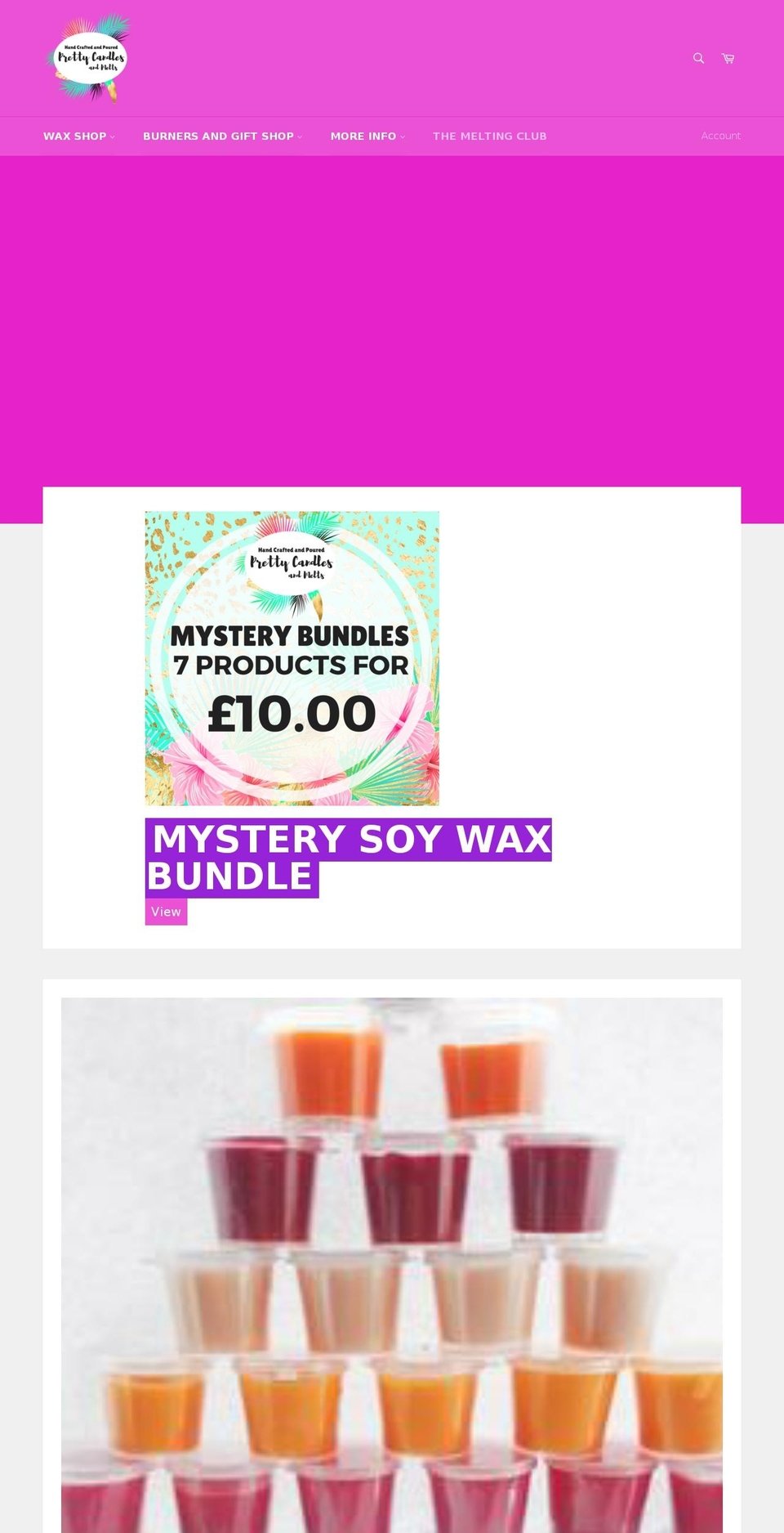 prettycandlesuk.com — Shopify storefront screenshot