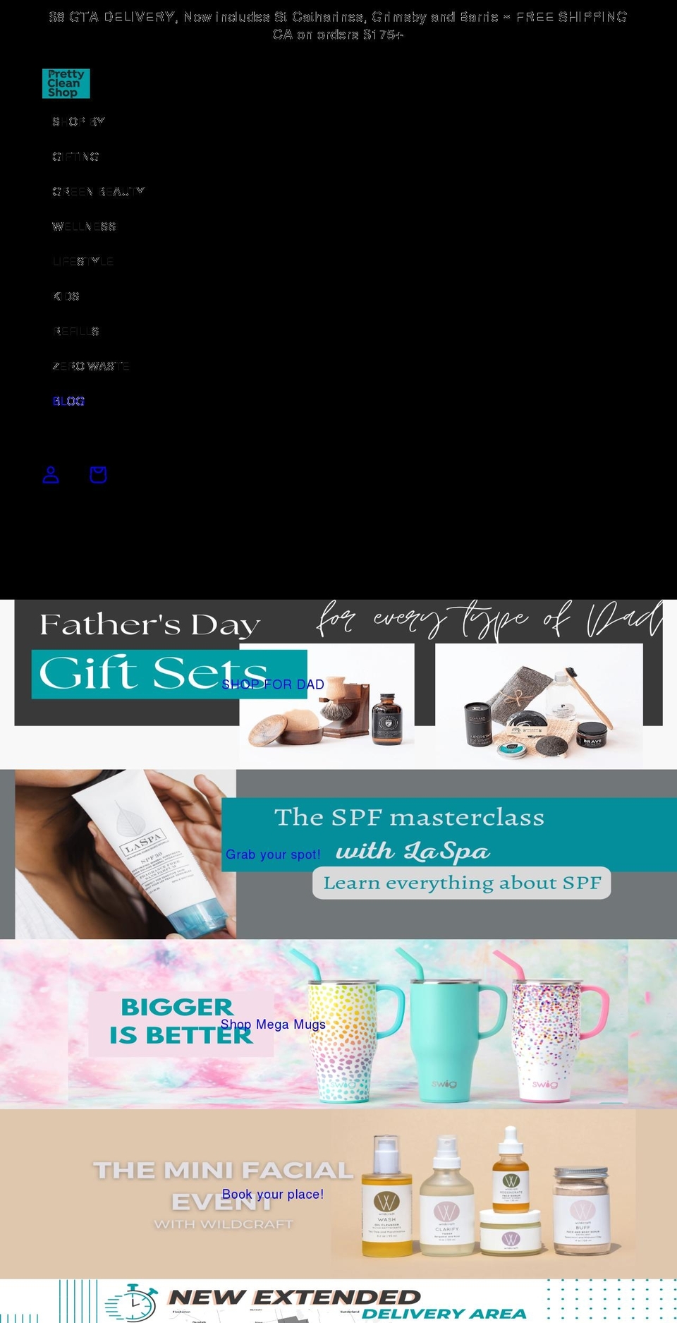 prettycleanshop.com shopify website screenshot