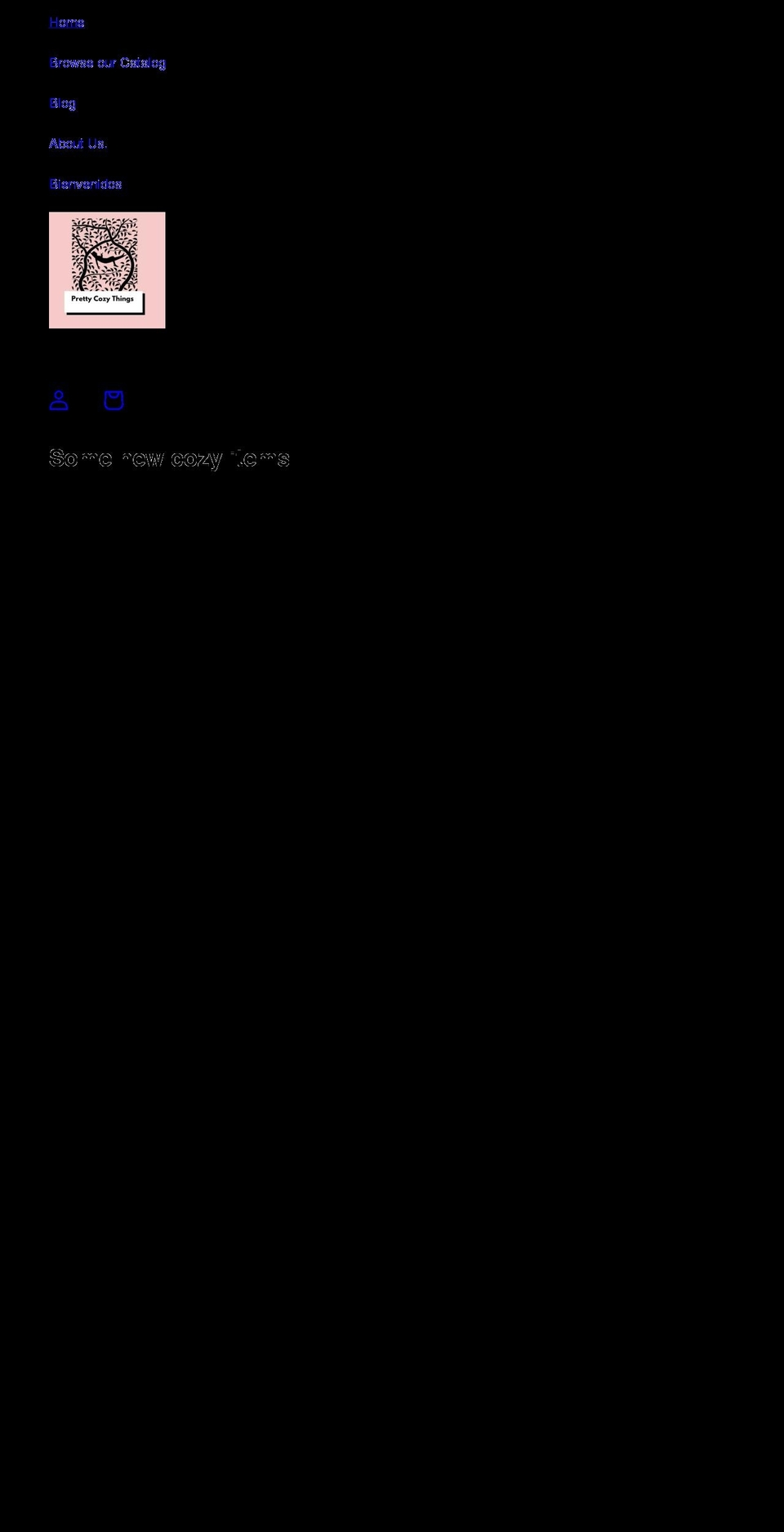 prettycozythings.com shopify website screenshot