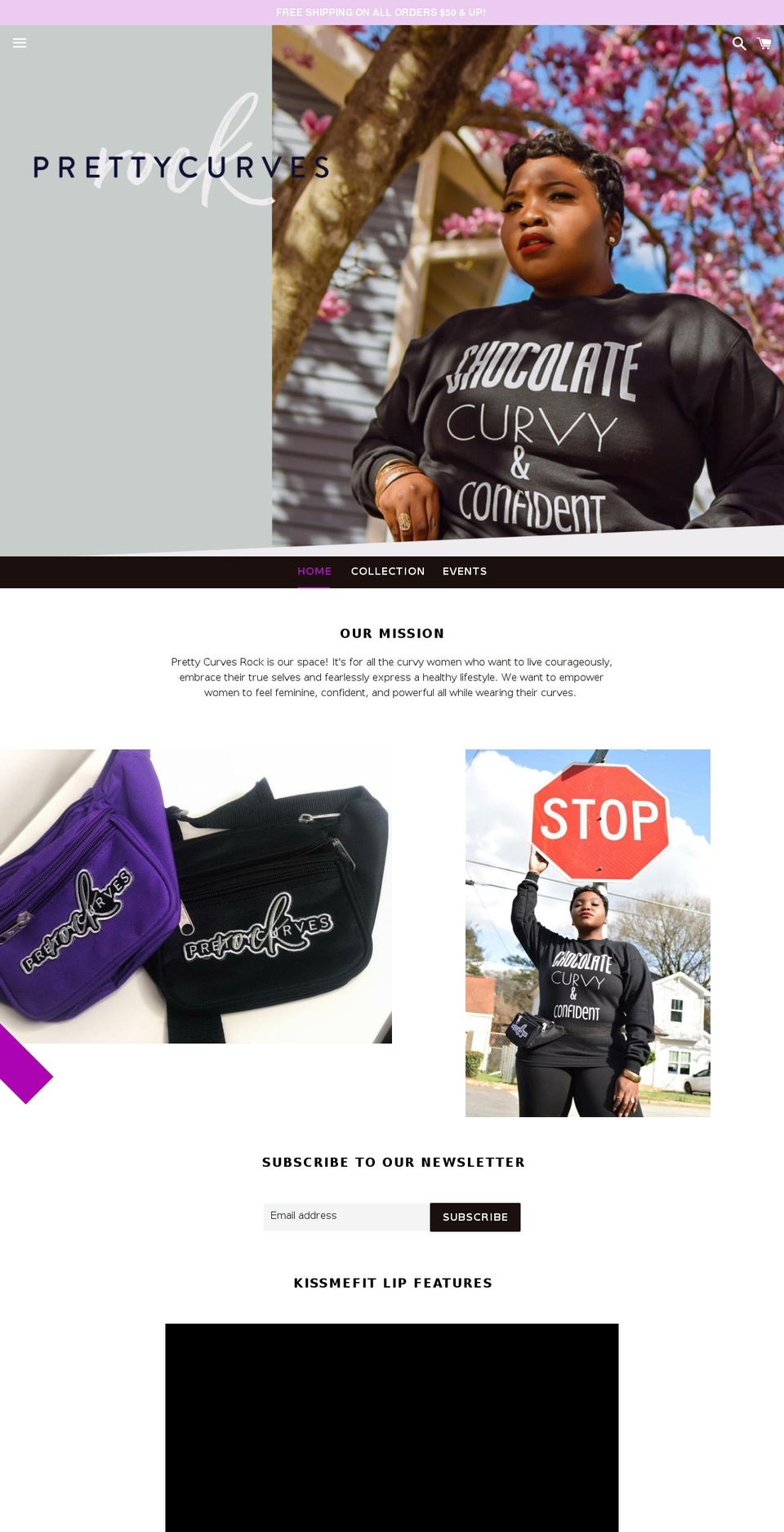 prettycurvesrock.com — Shopify storefront screenshot