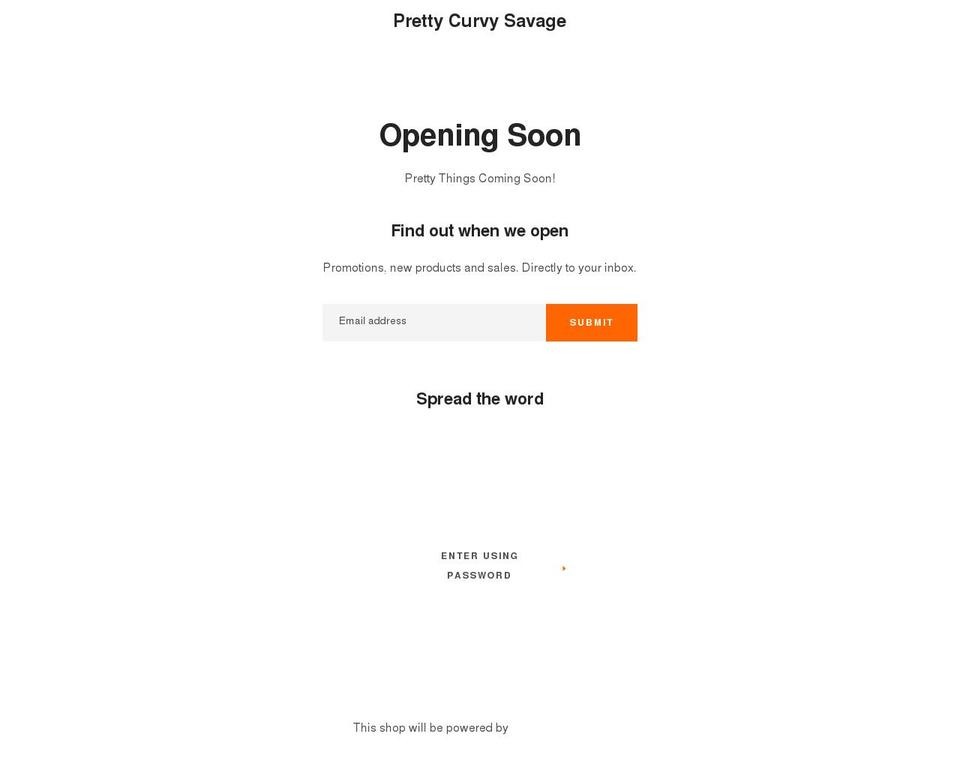 prettycurvysavage.com — Shopify storefront screenshot