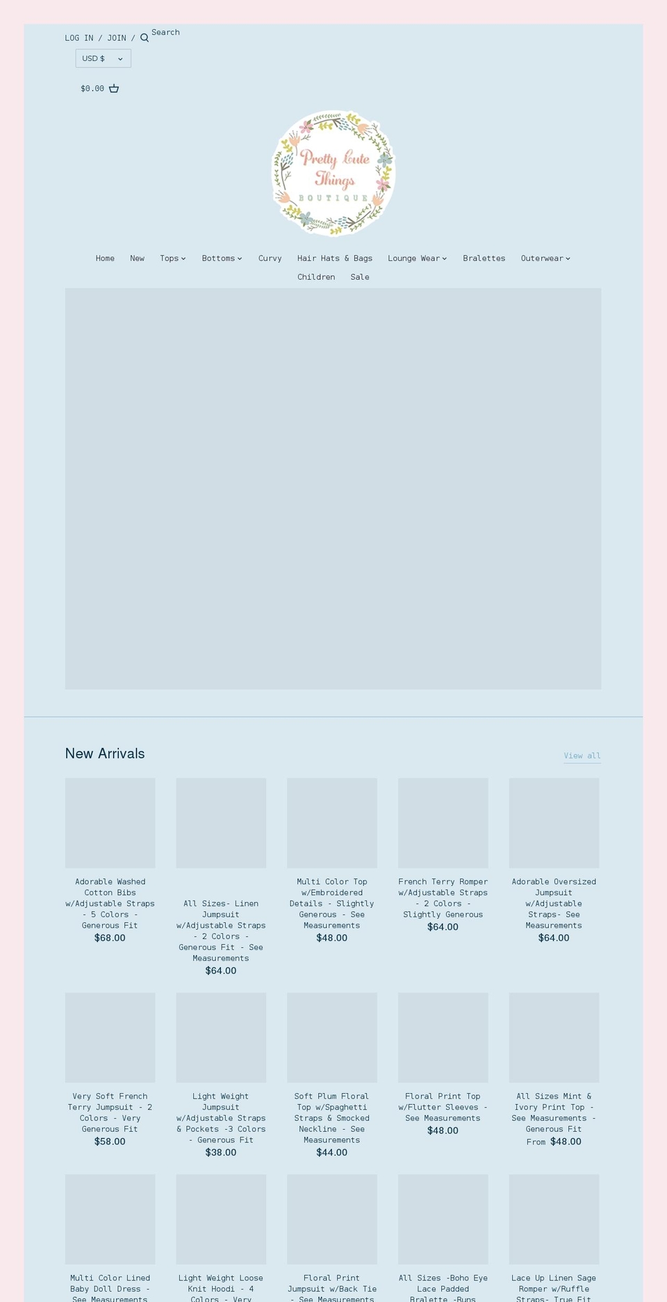prettycutethingsboutique.com shopify website screenshot