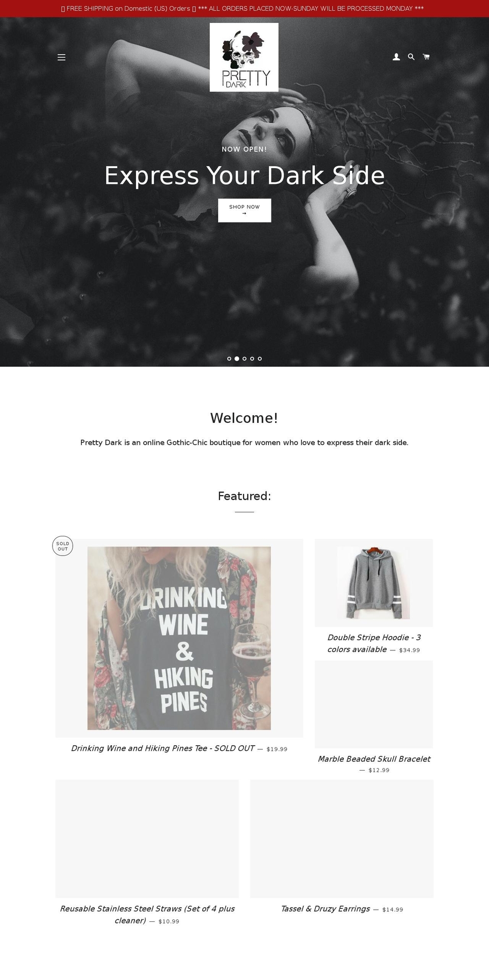 prettydarkshop.com — Shopify storefront screenshot