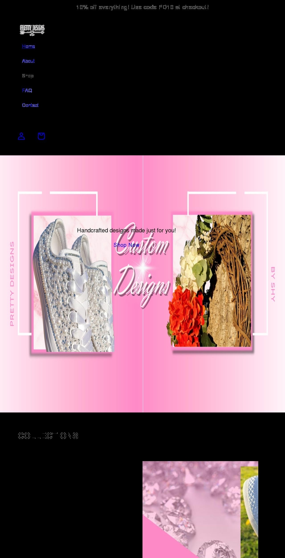 prettydesignsbyshy.com shopify website screenshot
